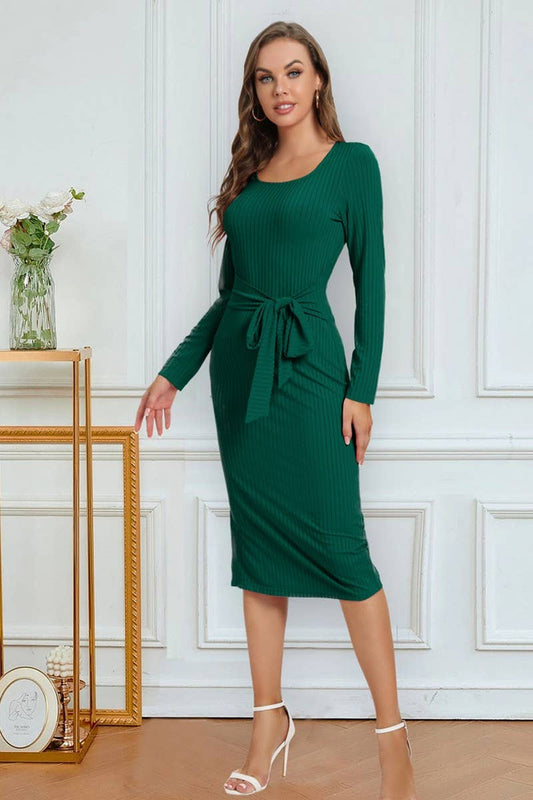 CWDMD4728_SOLID COLOR STRAPPY SLIT MID-LENGTH DRESS