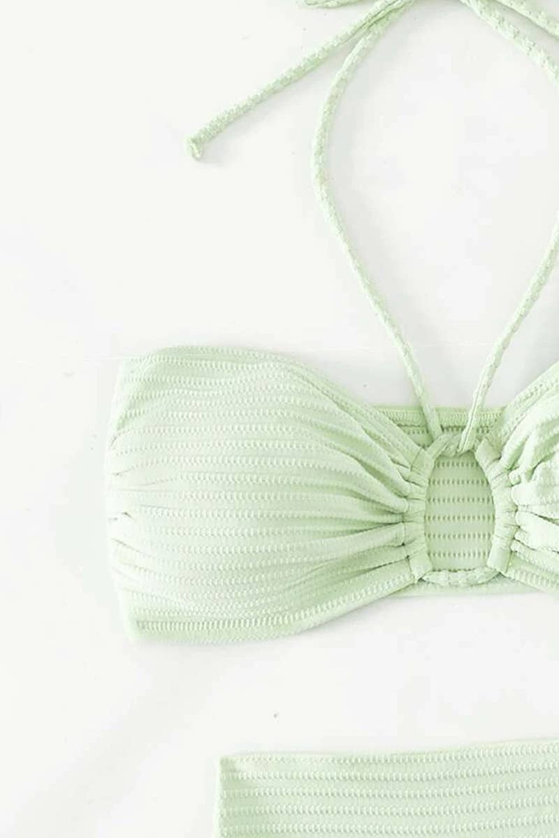 CWMW0798_HANGING NECK THREE PIECE SWIMSUIT SET