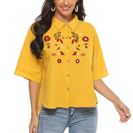 SHIRT WITH LOOSE EMBROIDERY DESIGN