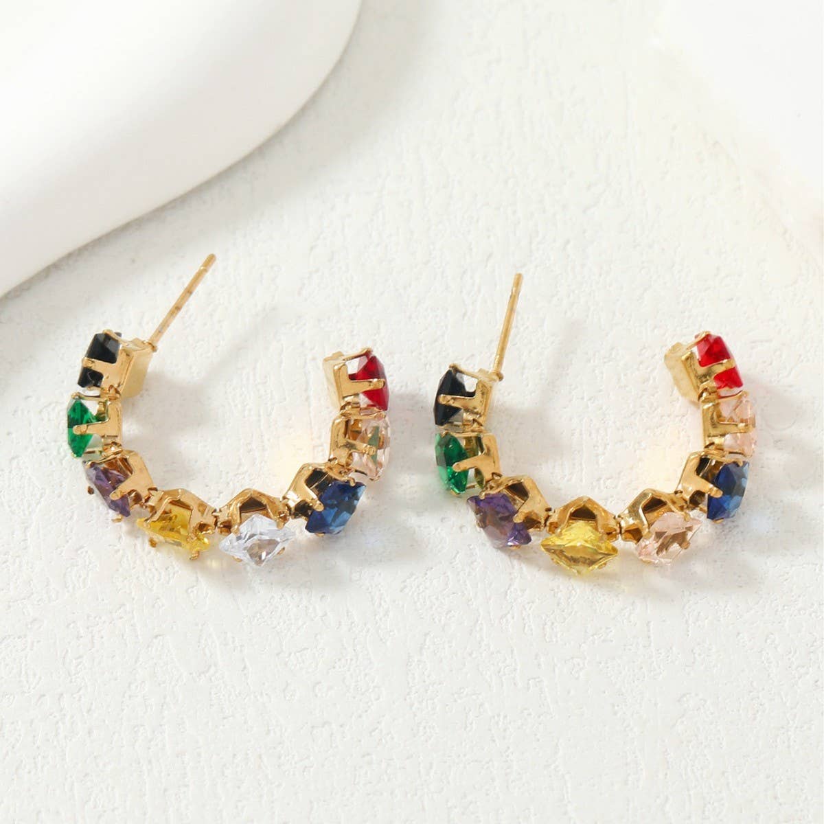 LIGHT LUXURY C-SHAPED DIAMOND EARRINGS