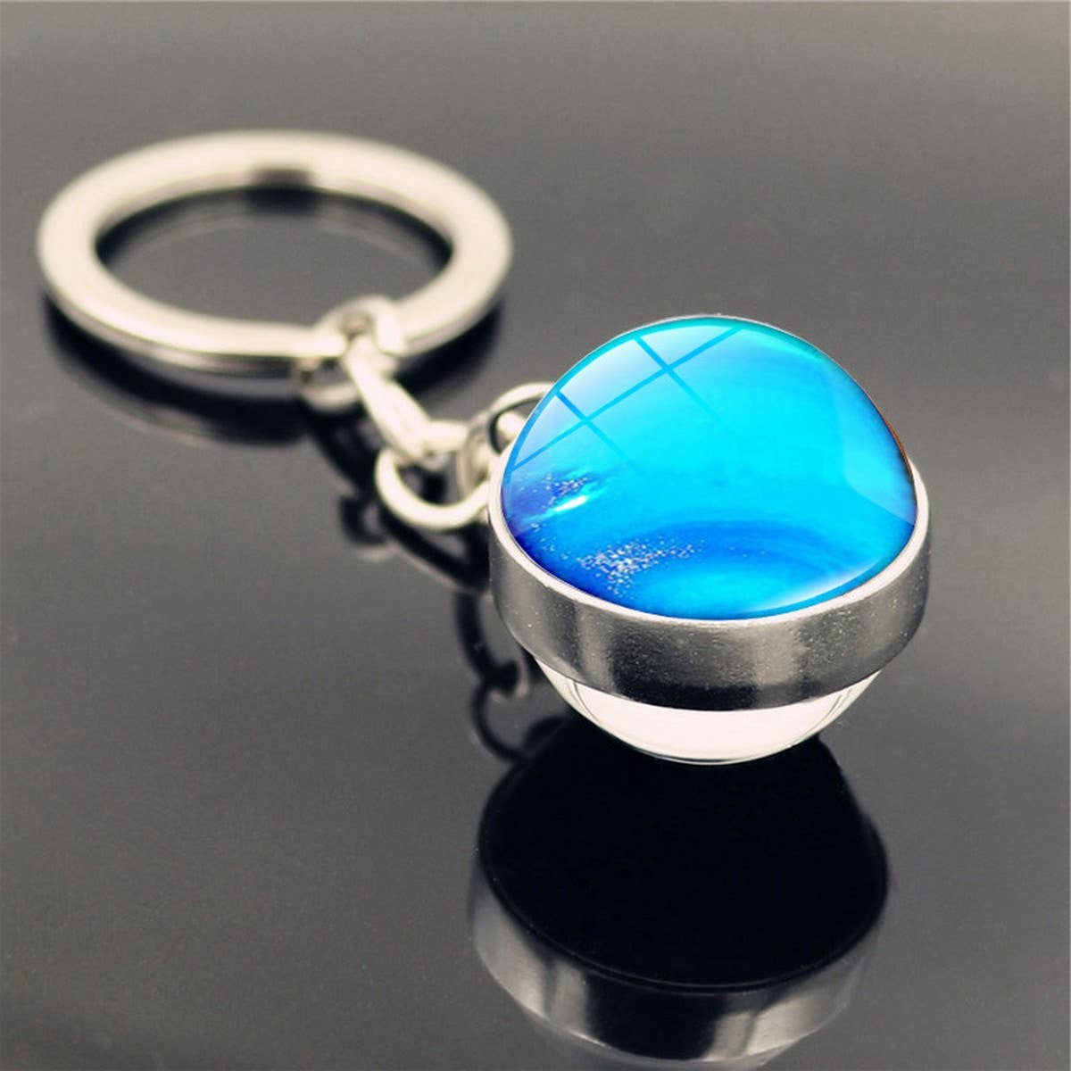DOUBLE SIDED GLASS BALL KEYCHAIN PENDANT JEWELRY