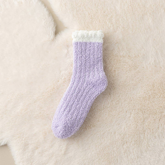 CORAL FLEECE MID-TUBE HOME SOCKS