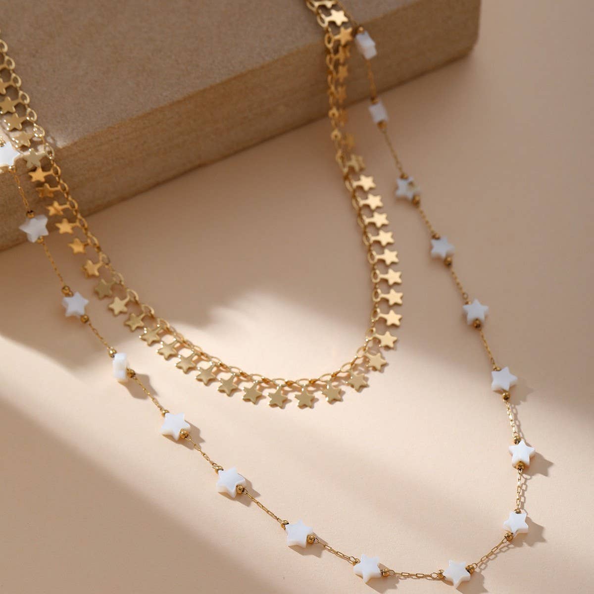 EXQUISITE CLAVICLE STAR SHELL PEARL NECKLACE_CWMM3587