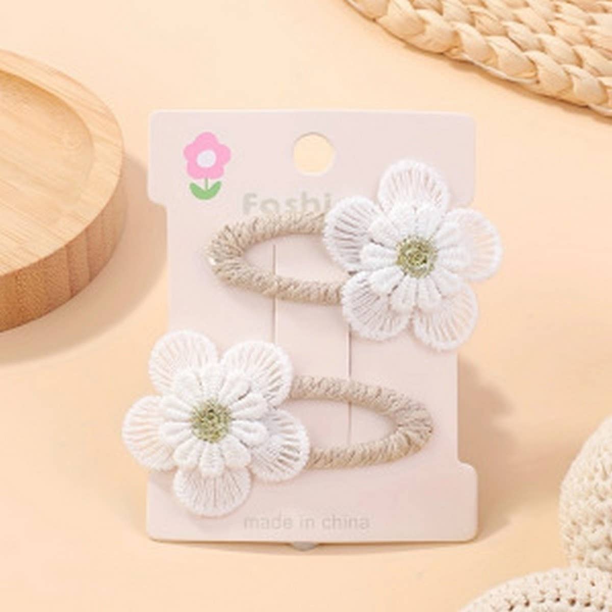 Fresh Daisy Hair Clip Set ? Handmade Fabric Clips