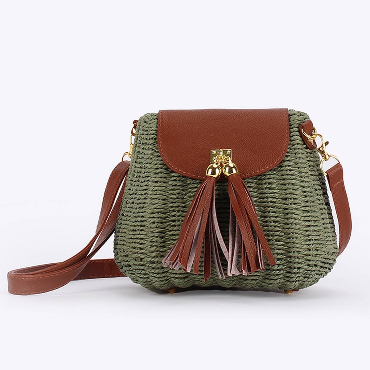 NEW RATTAN SMALL FRESH SOLID COLOR HAND-WOVEN BAG_CWAB4697