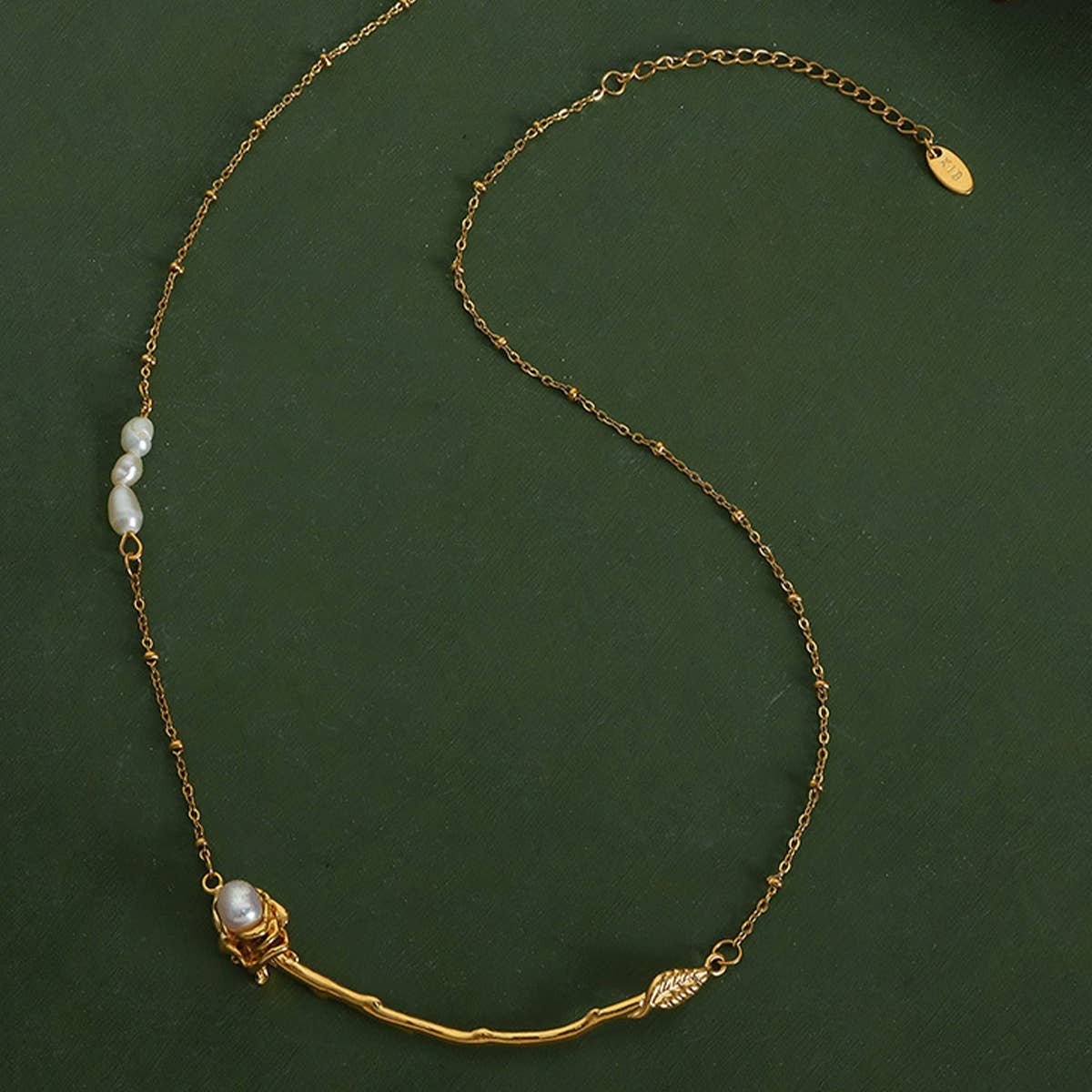 NATURAL FRESHWATER PEARL STAINLESS STEEL NECKLACE