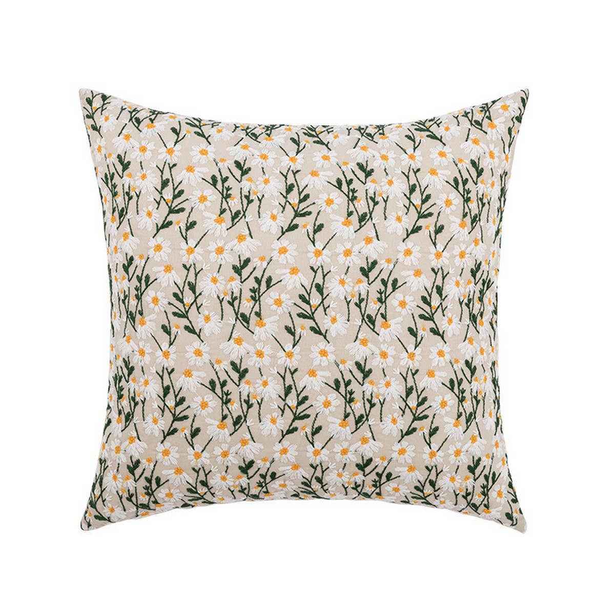 Embroidered Daisy Pillow Cover Removable RusticChic