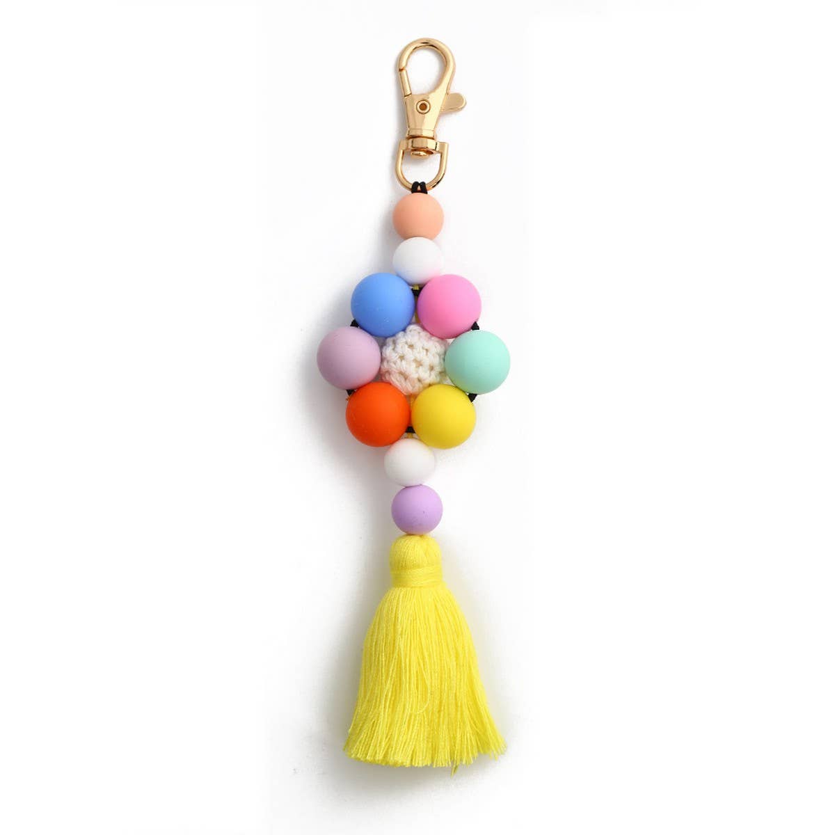 Beaded Tassel Bag Charm Creative Silicone Keychain_CWMM6864