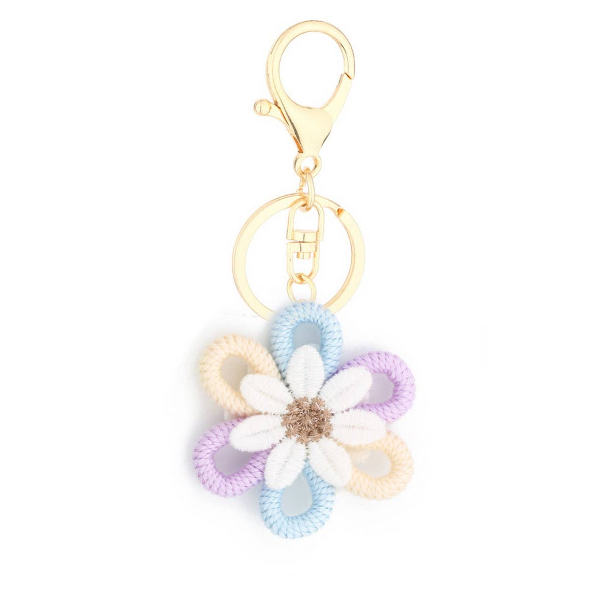 Daisy Woven Pendant Yarn Sunflower Keychain_CWAB5010
