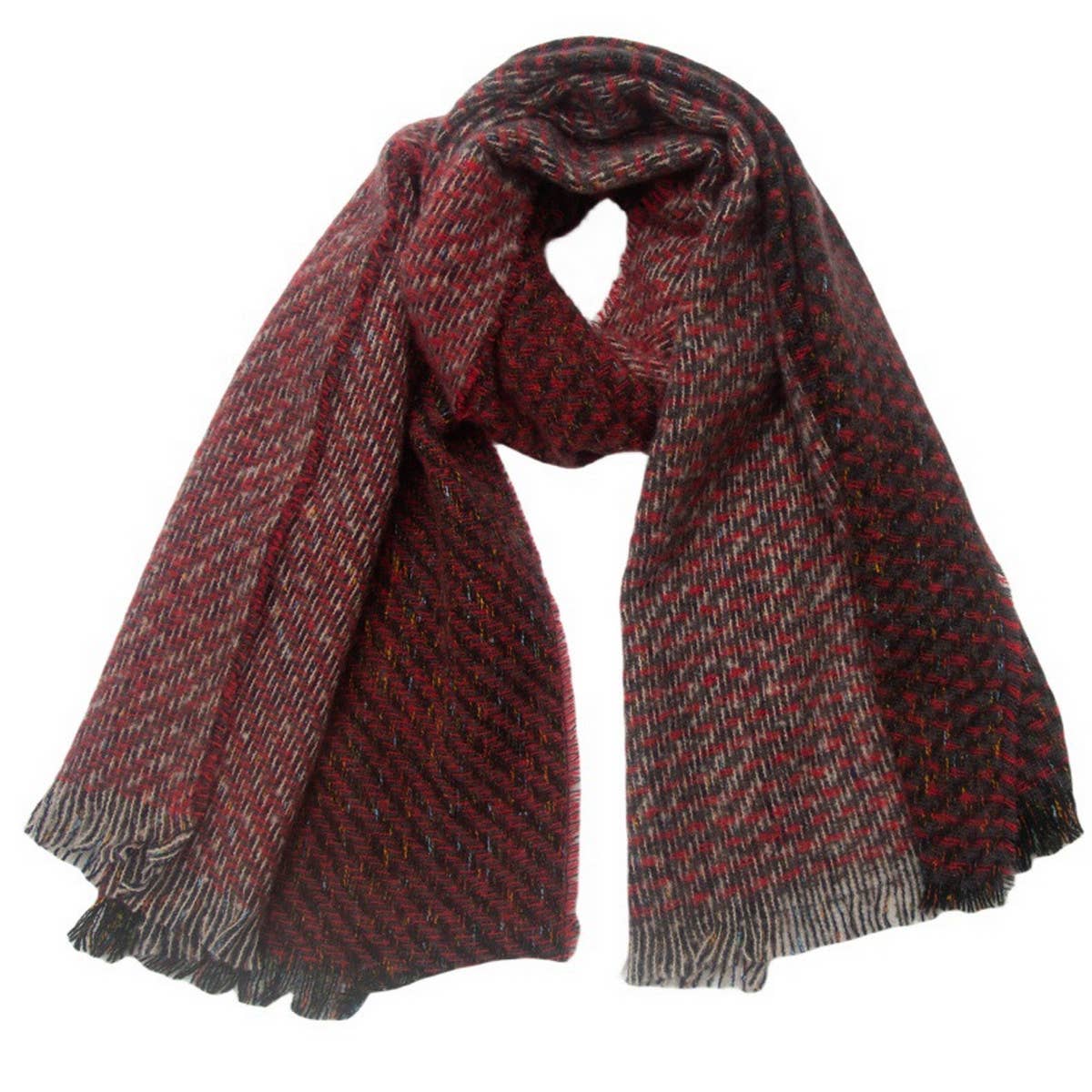 Fringe Patchwork Scarf ? Unisex Winter Shawl Wrap