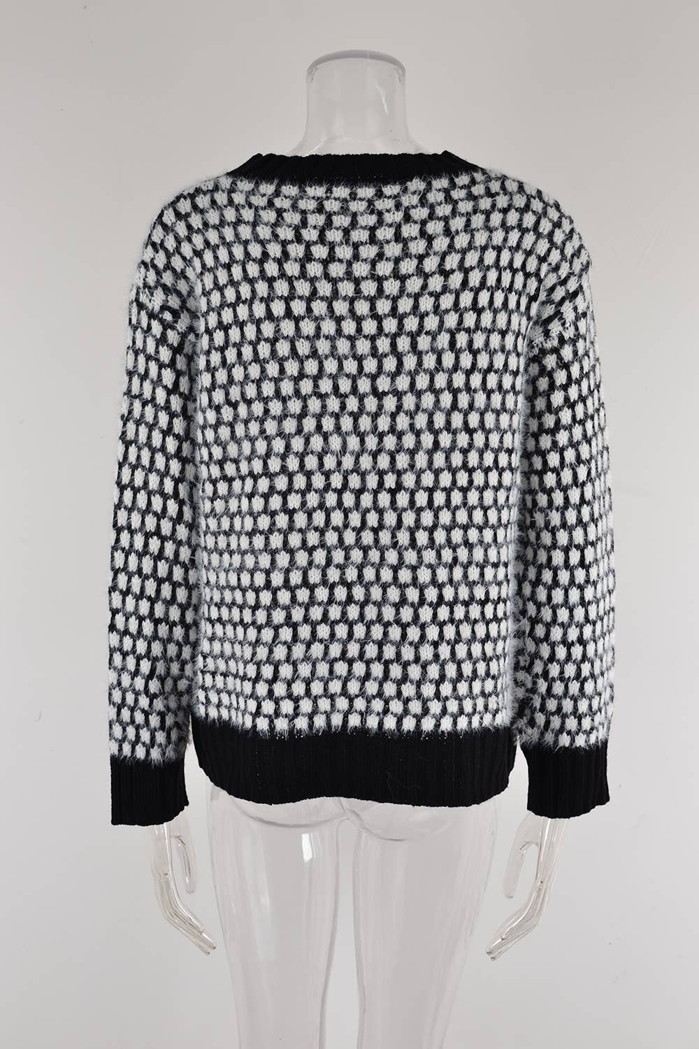 Patchwork Crew Neck Fashion Long-Sleeved Sweater