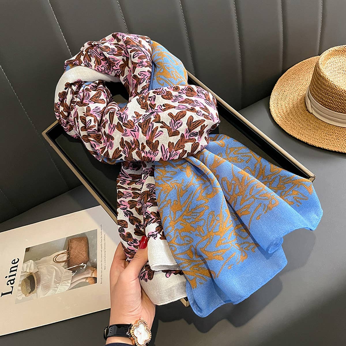 Plaid Cotton Linen Scarf ??Lightweight Wrap Shawl_CWASC0595