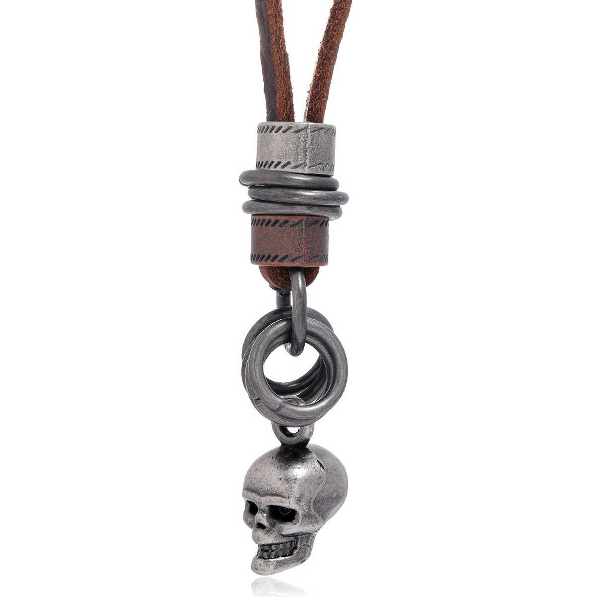 CREATIVE DESIGN VINTAGE SKULL LEATHER NECKLACE