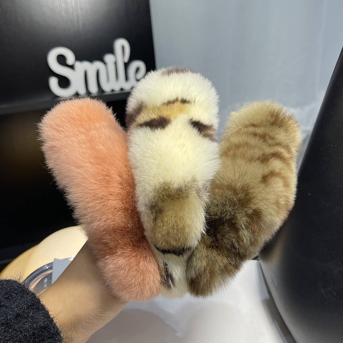 Fuzzy Bunny Fur Hair Claw, Large Lazy Style Clip