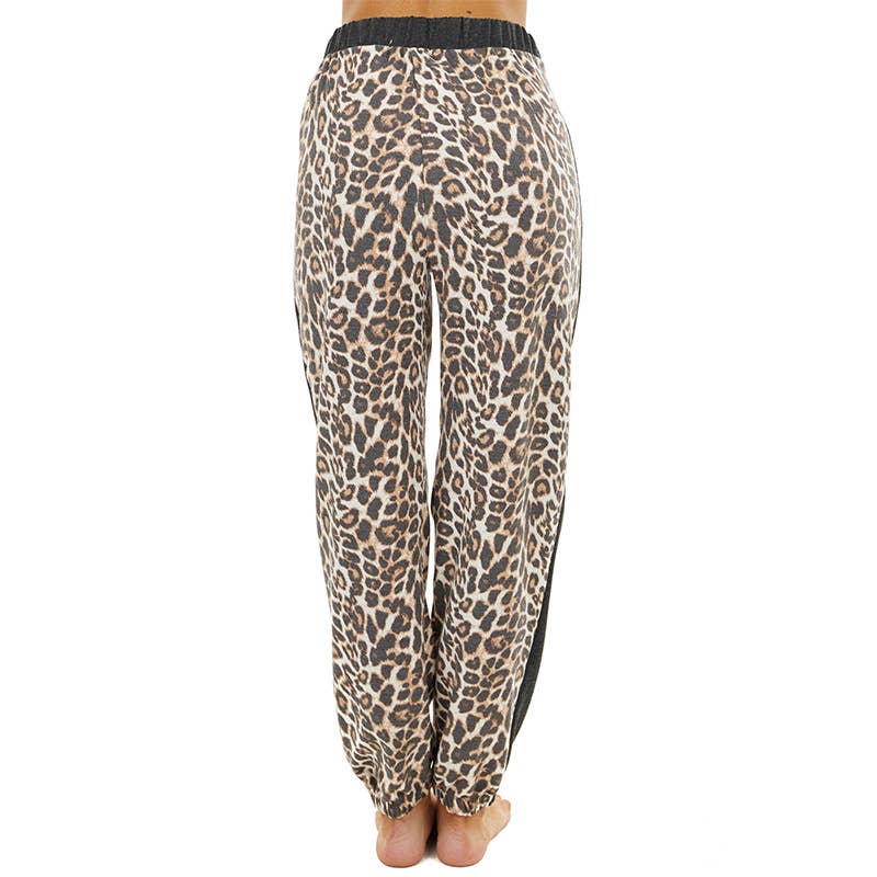 GRAY LEOPARD PRINT PANTS CASUAL JOGGING PANTS