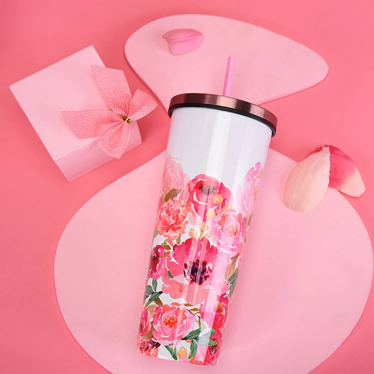 FASHIONABLE PRINTED STRAW THERMOS CUP