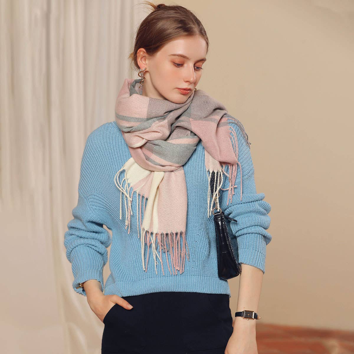 Plaid Winter Scarf ??Soft Thick Fringe Shawl 2025_CWASC0168