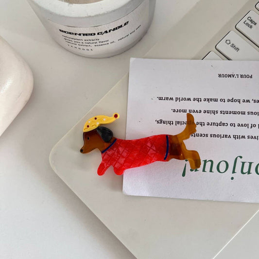 CWAHA07740_CUTE DOG ANIMAL ACETATE HAIR CLIP FOR GIRLS