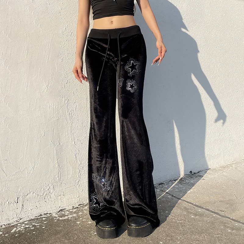 DARK WIND STAR HOT DIAMOND LACE-UP PANTS