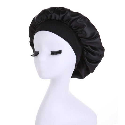 CWAHA6427_WIDE BRIM HIGH ELASTIC SATIN NIGHTCAP