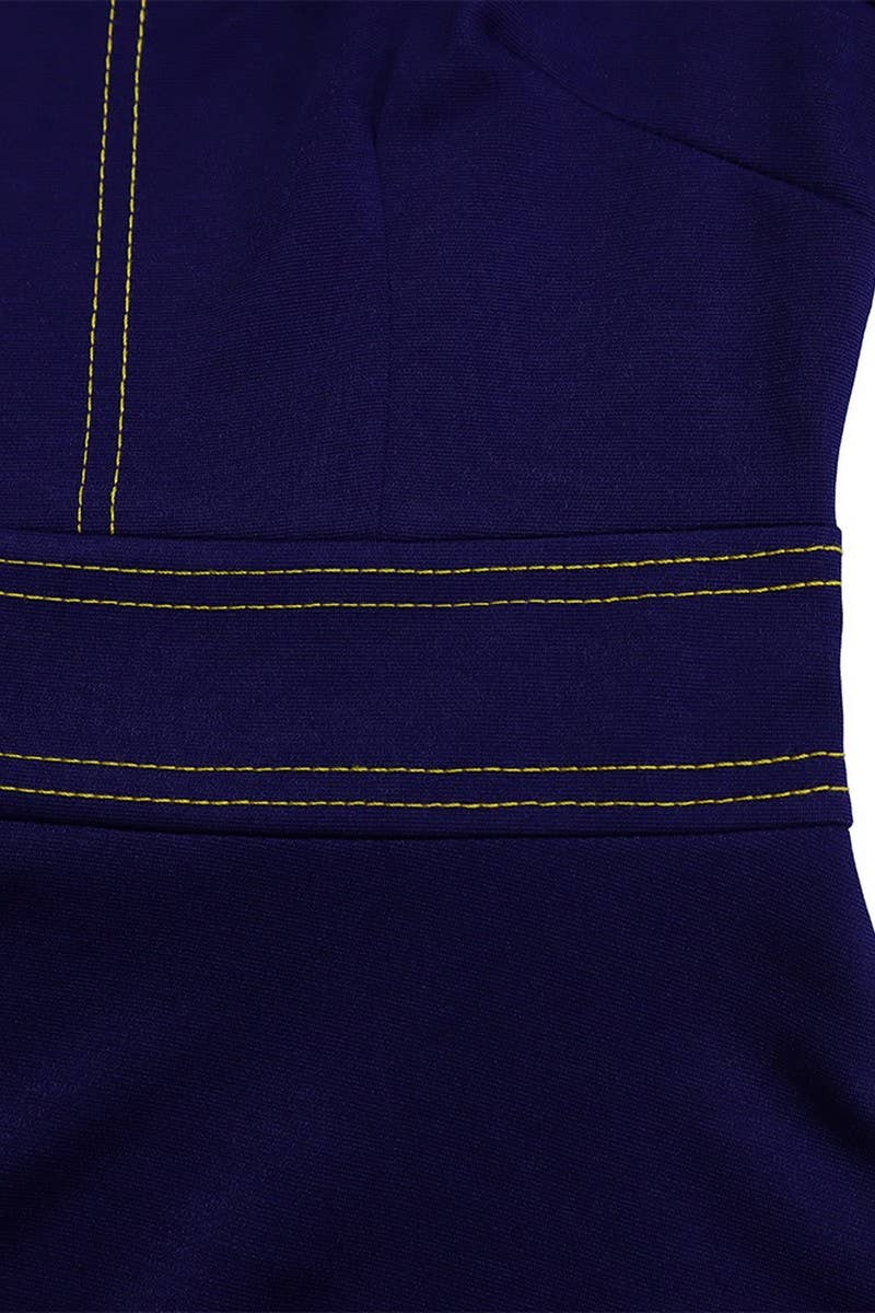 CWDMD01257_PLUS SIZE WOMEN STAND COLLAR PARTY SWING DRESS