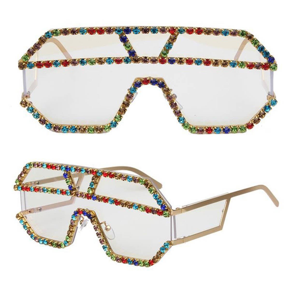 ONE-PIECE HAND-DRILLED RHINESTONE SUNGLASSES_CWASG0787