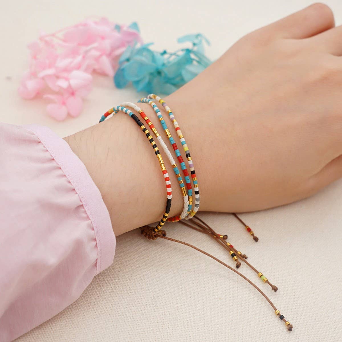 HAND-WOVEN BEADED MULTI-COLOR RICE BEAD BRACELET