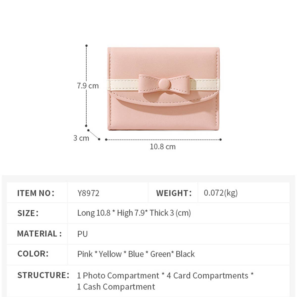 SQUARE LARGE CAPACITY BOW DECORATIVE WALLET_CWAB1629