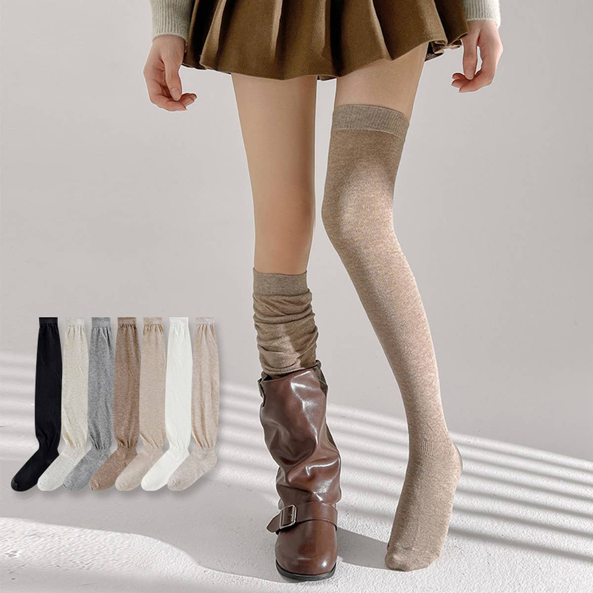CWMS02749_OVER KNEE THIGH HIGH SOCKS WOMEN BOOTS STOCKINGS
