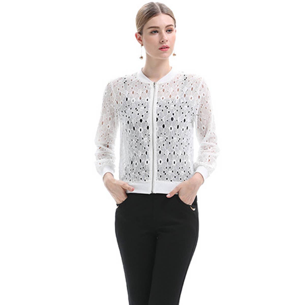 Fashion sports casual lace long-sleeved jacket
