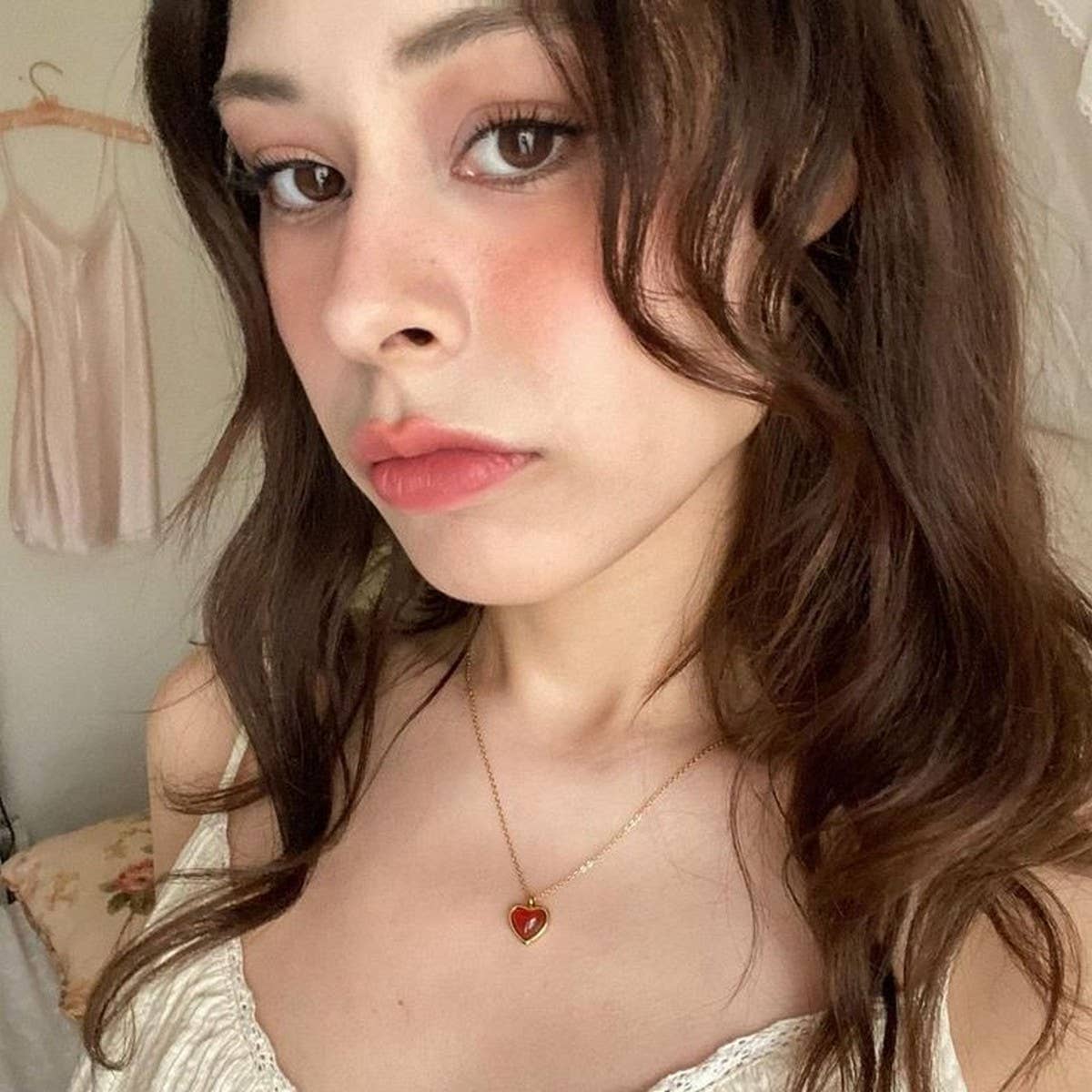 Natural Stone Heart Necklace Earrings