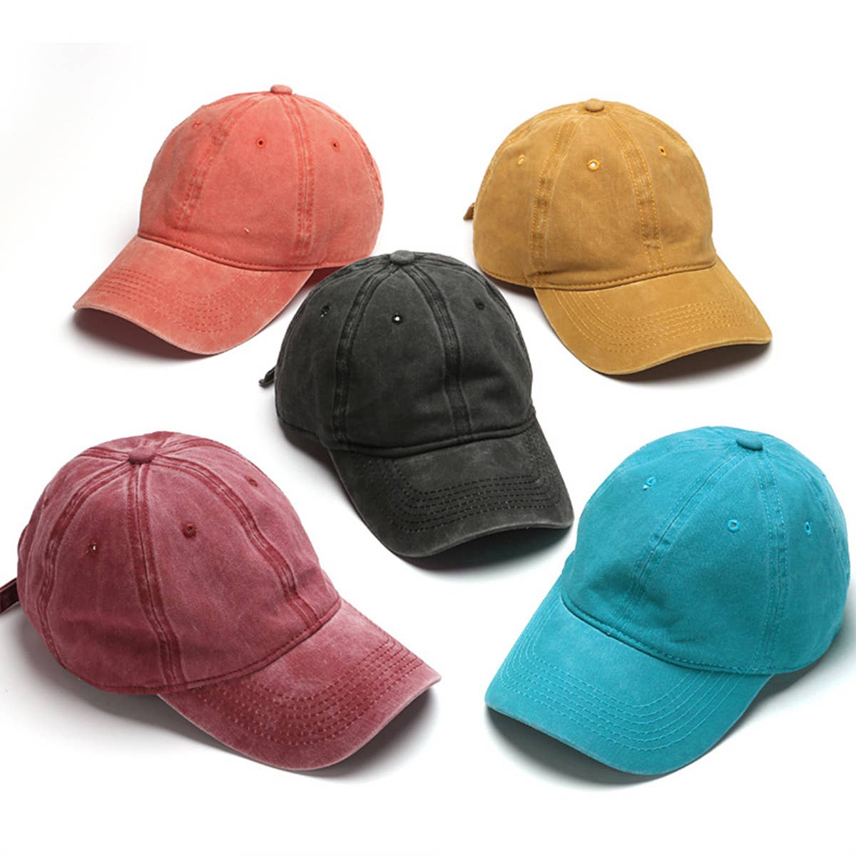 Washed Distressed Plain Cotton Baseball Cap_CWAH1854