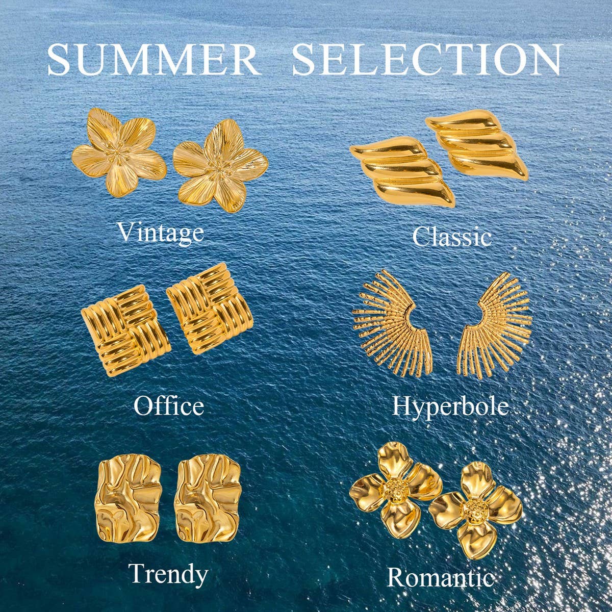 GOLD FLOWER JEWELRY LIGHT LUXURY VERSATILE EARRINGS