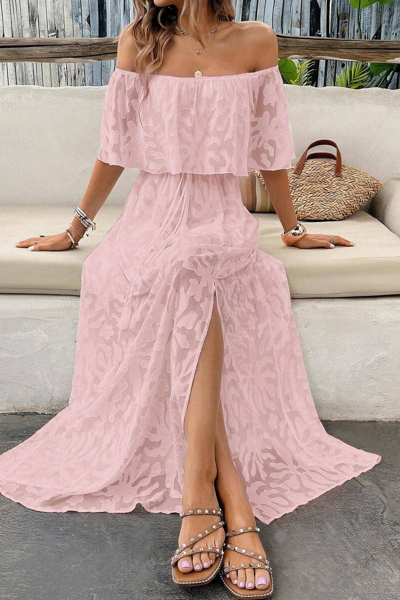 CWDMD5705_SEXY ONE-SHOULDER SOLID COLOR SHORT-SLEEVED DRESS