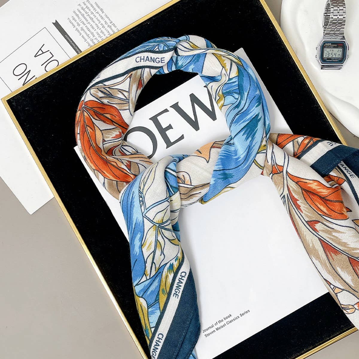 Autumn Winter Velvet Scarf - Large Flora Shawl_CWASC0905