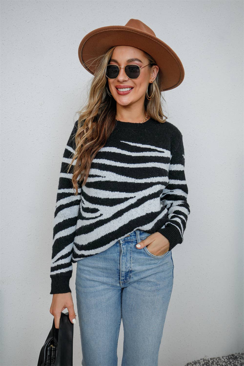 KNIT STRIPED VINTAGE COTTON CREW NECK SWEATER
