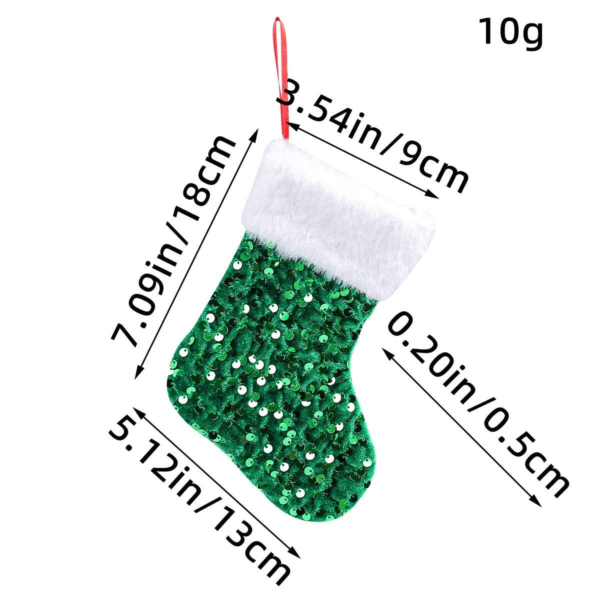 NEW PLUSH WHITE EDGE SEQUINED CHRISTMAS SOCKS