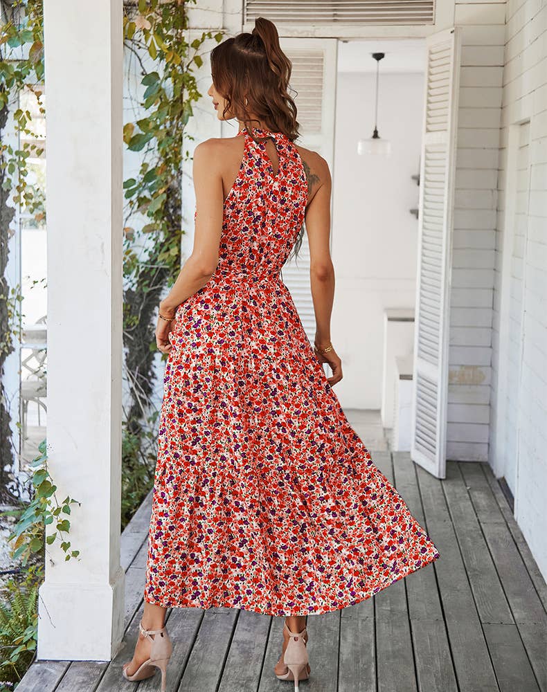 NECKLINE FLORAL HEMLINE DRESS