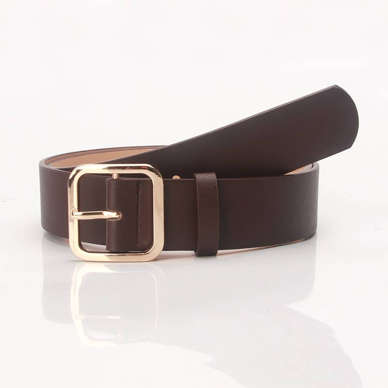 Retro versatile square buckle-top pu leather belt