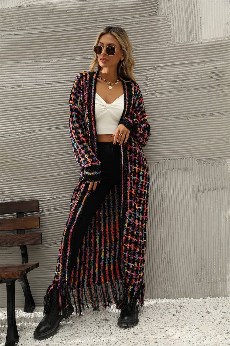 CWOCAL0933_FRINGED LONG COLORFUL CARDIGAN COAT