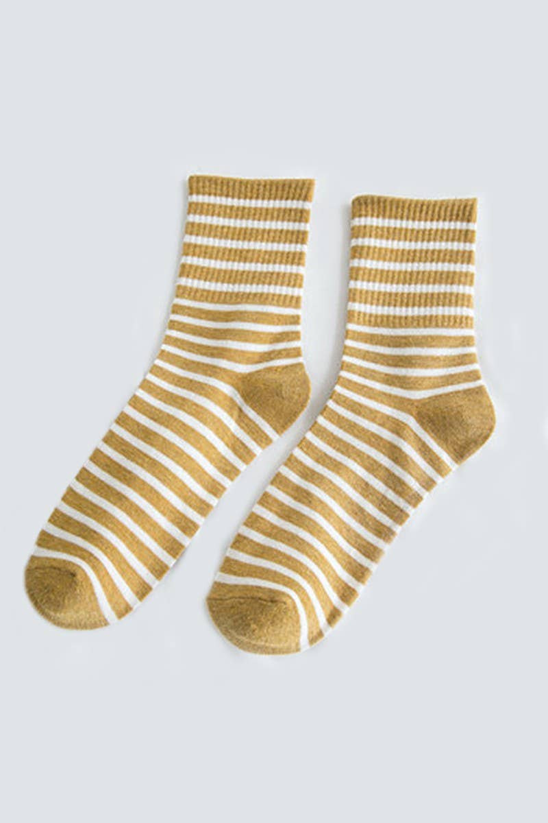 STRIPE PATTERN COZY COTTON ANKLE CREW SOCKS_CWMS022