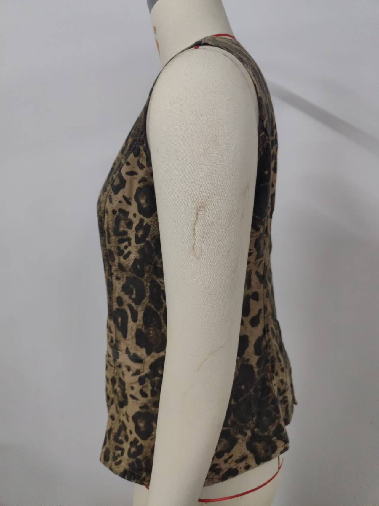 Washed American retro leopard print denim set