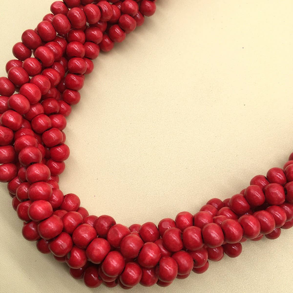 VINTAGE HAND-WOVEN LOG BEAD LONG NECKLACE