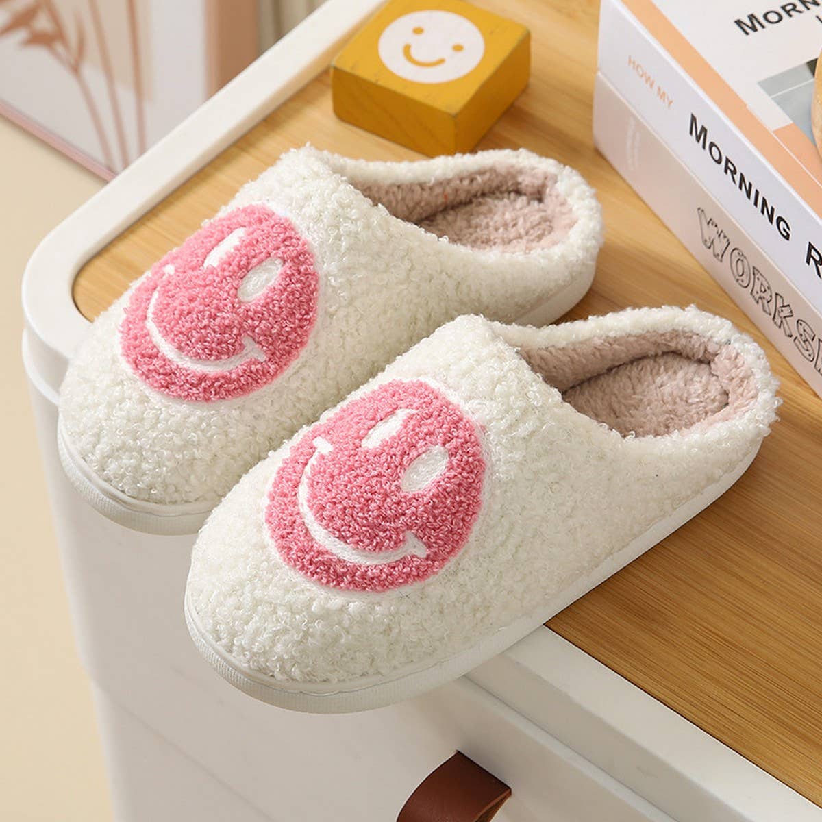Cute Cartoon Smiling Face Fabric Slippers