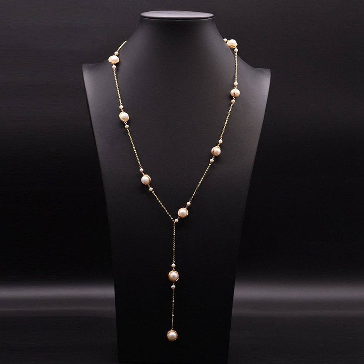 LONG BRAIDED FRESHWATER PEARL SWEATER NECKLACE