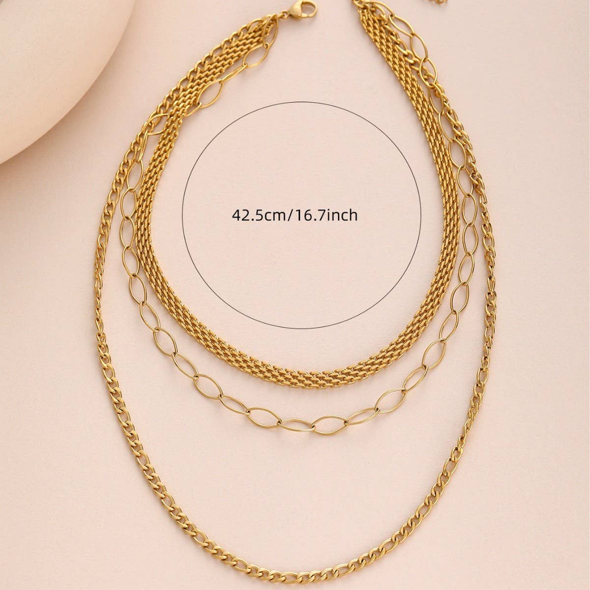 GOLD PLATED 18K MULTI-LAYER FLAT CHAIN NECKLACE