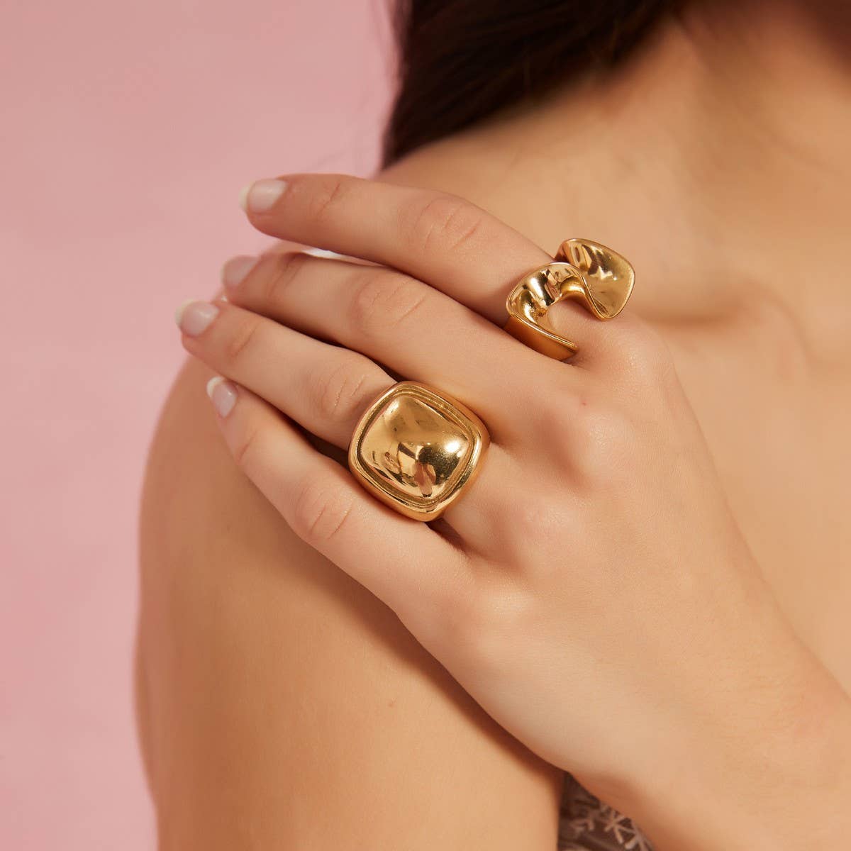 Irregular Stainless Steel Ring with Luxe Finish