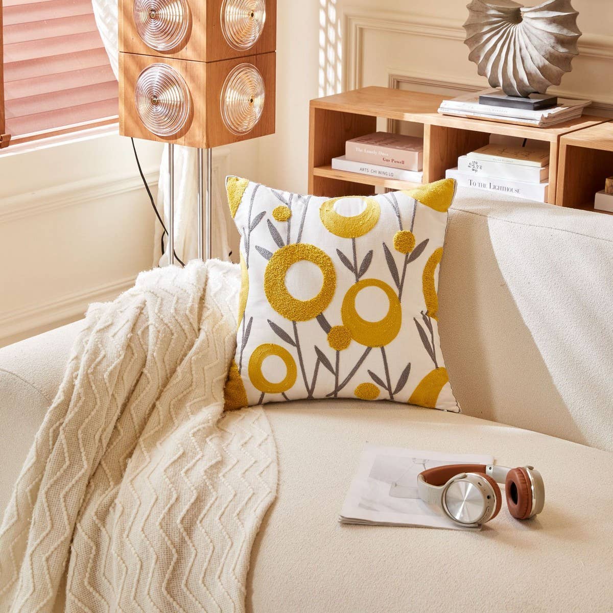 Pink Tulip Embroidered Sofa Pillow Cover_CWMM7706