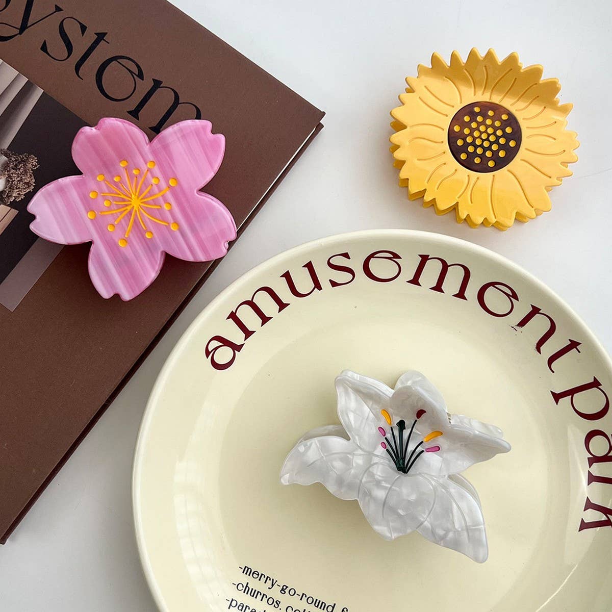 Daisy Acetate Hair Claw, Sweet Sunflower Bun Clip