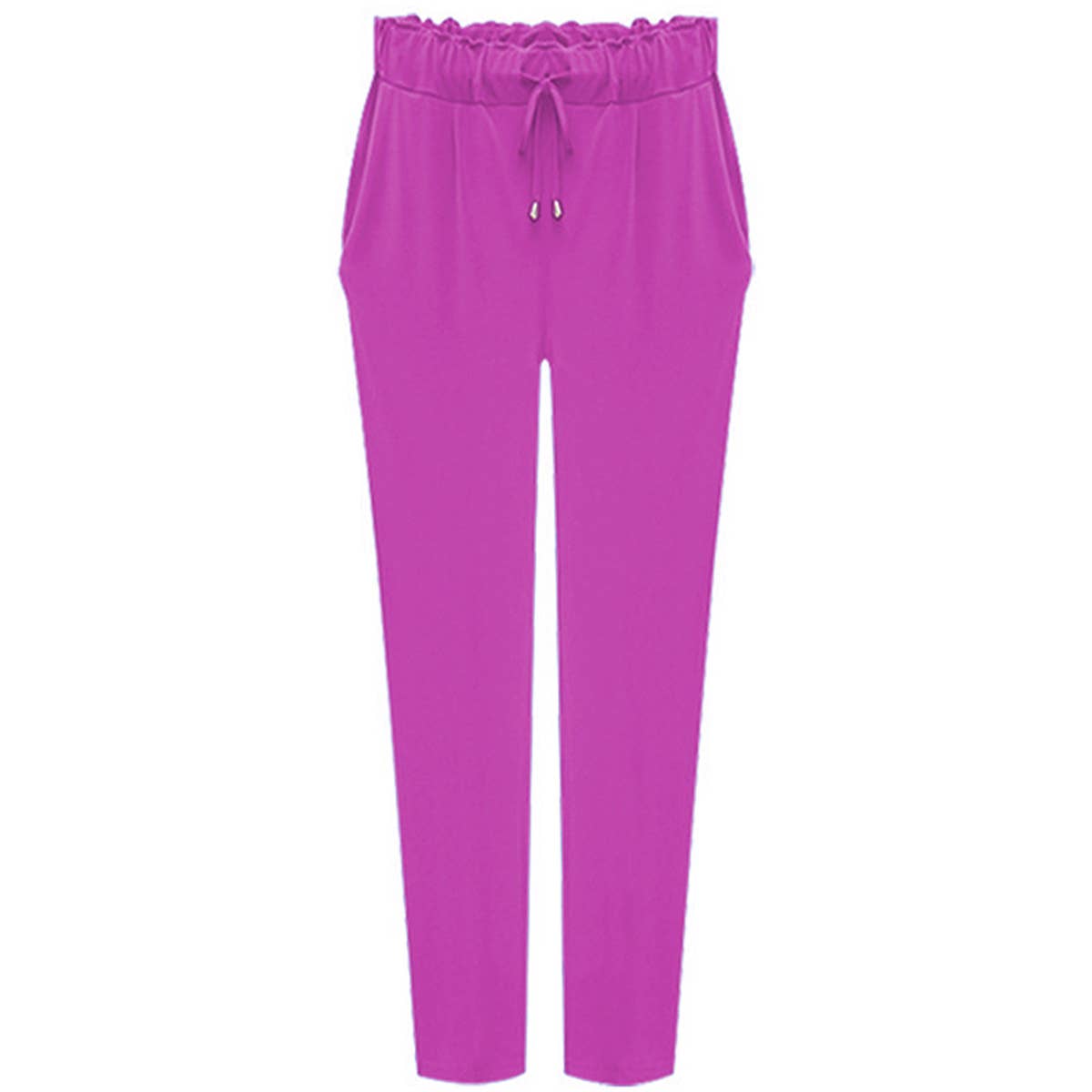ELASTIC-WAISTED HIGH-WAISTED STRETCH HAREN PANTS